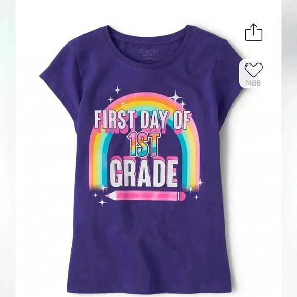 Girls First Day Of 1st Grade Graphic Tee - Solar Storm size XS, Small and Med - Picture 1 of 10